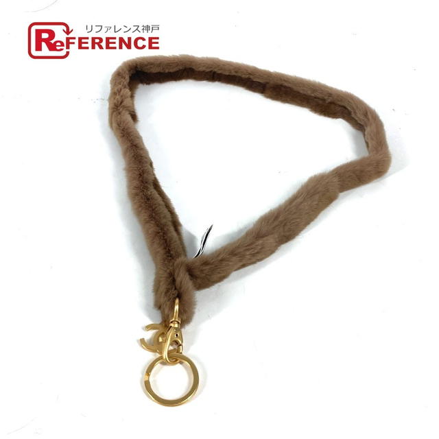 Chanel CHANEL fur CC CC Mark Fur Neck Strap  strap fur Brown/Gold - view 1