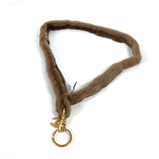 Chanel CHANEL fur CC CC Mark Fur Neck Strap  strap fur Brown/Gold - view 2