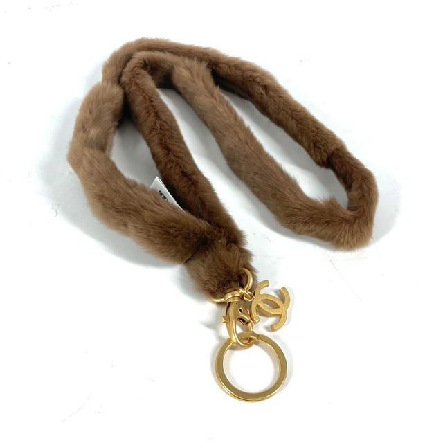 Chanel CHANEL fur CC CC Mark Fur Neck Strap  strap fur Brown/Gold - view 3