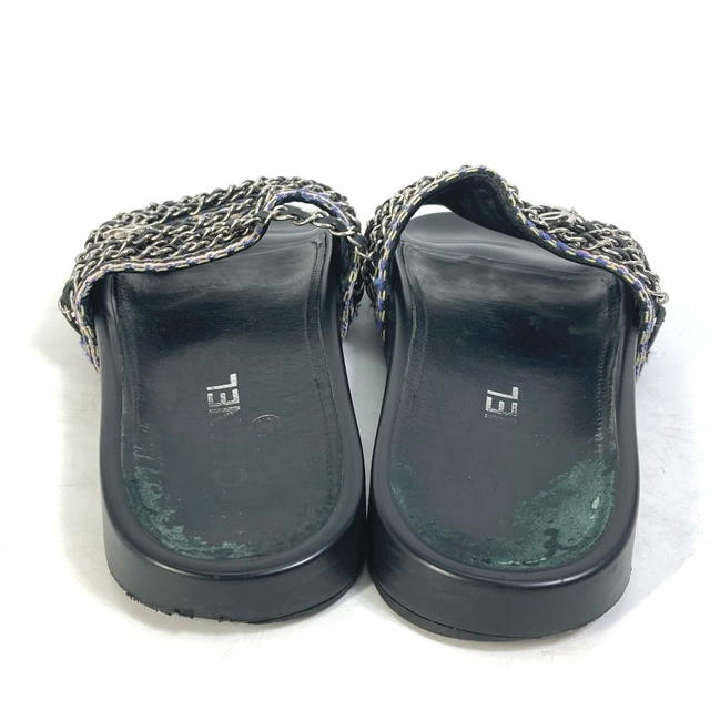 Chanel CHANEL G31627 CC Mark 6 consecutive Chain shoes flat flats Sandals Leather Black - view 3