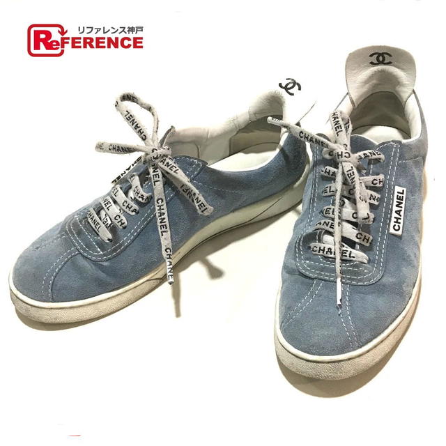 Chanel CHANEL G34085 X51128 19C Logo Lace Shoes Sneakers Light Blue x White - view 1