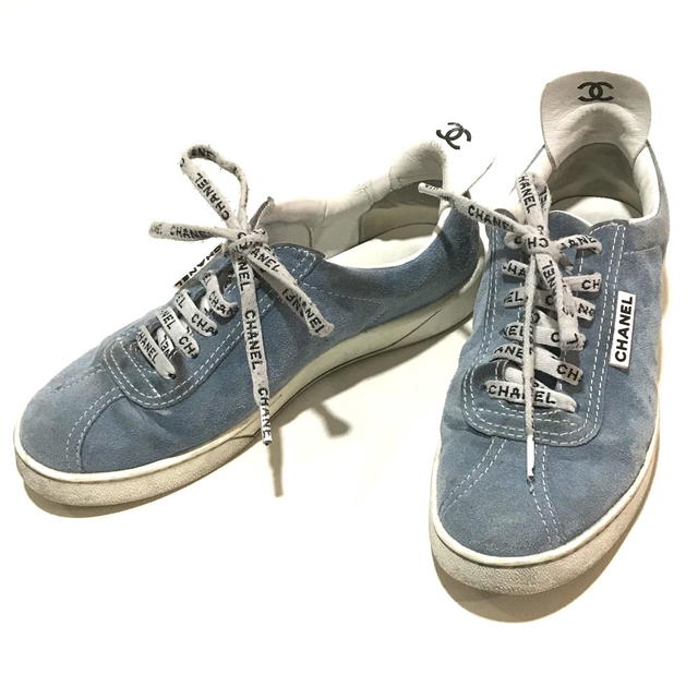 Chanel CHANEL G34085 X51128 19C Logo Lace Shoes Sneakers Light Blue x White - view 2