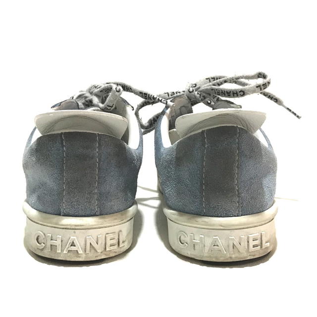 Chanel CHANEL G34085 X51128 19C Logo Lace Shoes Sneakers Light Blue x White - view 3