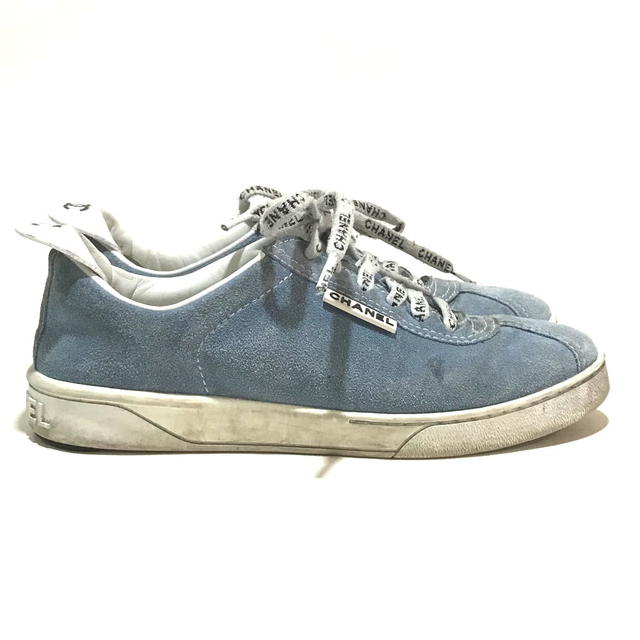 Chanel CHANEL G34085 X51128 19C Logo Lace Shoes Sneakers Light Blue x White - view 4