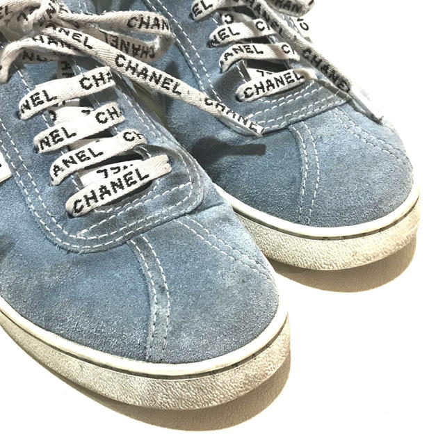 Chanel CHANEL G34085 X51128 19C Logo Lace Shoes Sneakers Light Blue x White - view 5