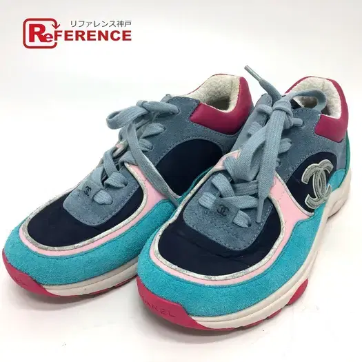 Buy CHANEL G34360 CC CC Mark Low cut apparel shoes sneakers suede Navy at Sasom – Authentic and Ready to Ship
