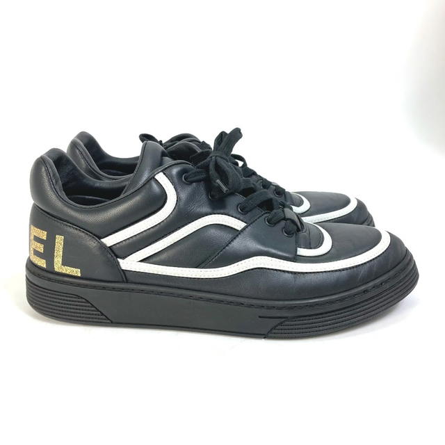 Chanel CHANEL G35063 Bicolor logo lace shoes sneakers Leather Black/White - view 4