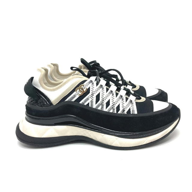 Chanel CHANEL G46260 25C Spindle CC Mark Fabric Sneakers Shoes suede Black/White - view 5