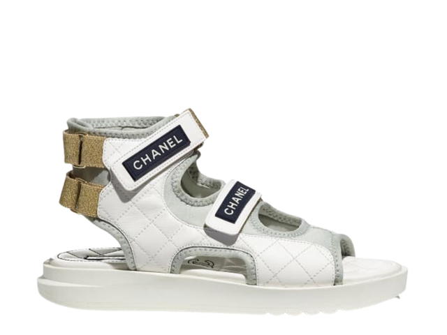 Chanel Chanel Gladiator Sandals In Fabric Goatskin Grey-Navy - view 1