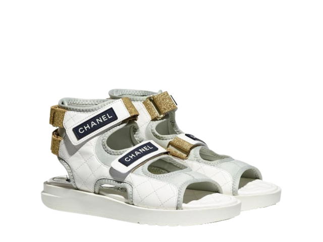 Chanel Chanel Gladiator Sandals In Fabric Goatskin Grey-Navy - view 2