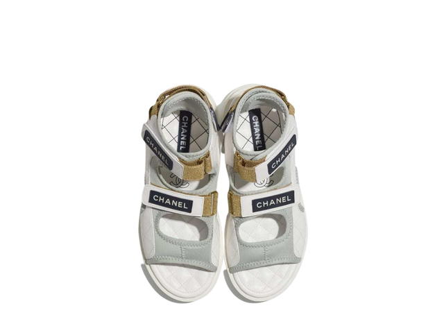 Chanel Chanel Gladiator Sandals In Fabric Goatskin Grey-Navy - view 3