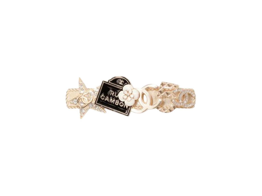 Chanel Chanel Hair Clip In Metal And Diamantés Gold-White-Black With Crystal