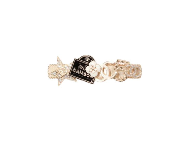 Chanel Chanel Hair Clip In Metal And Diamantés Gold-White-Black With Crystal - view 1