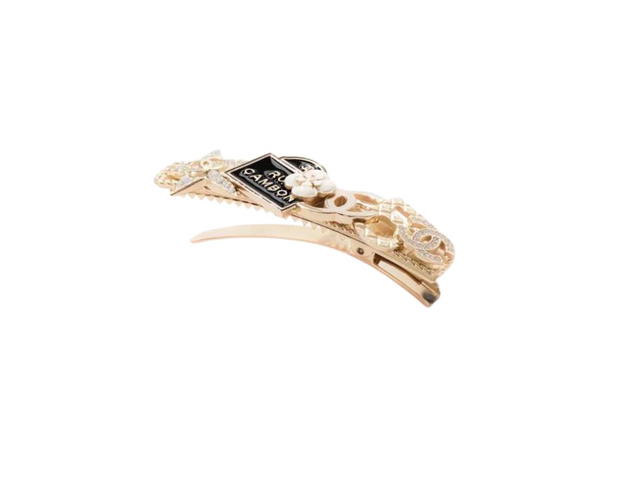 Chanel Chanel Hair Clip In Metal And Diamantés Gold-White-Black With Crystal - view 2