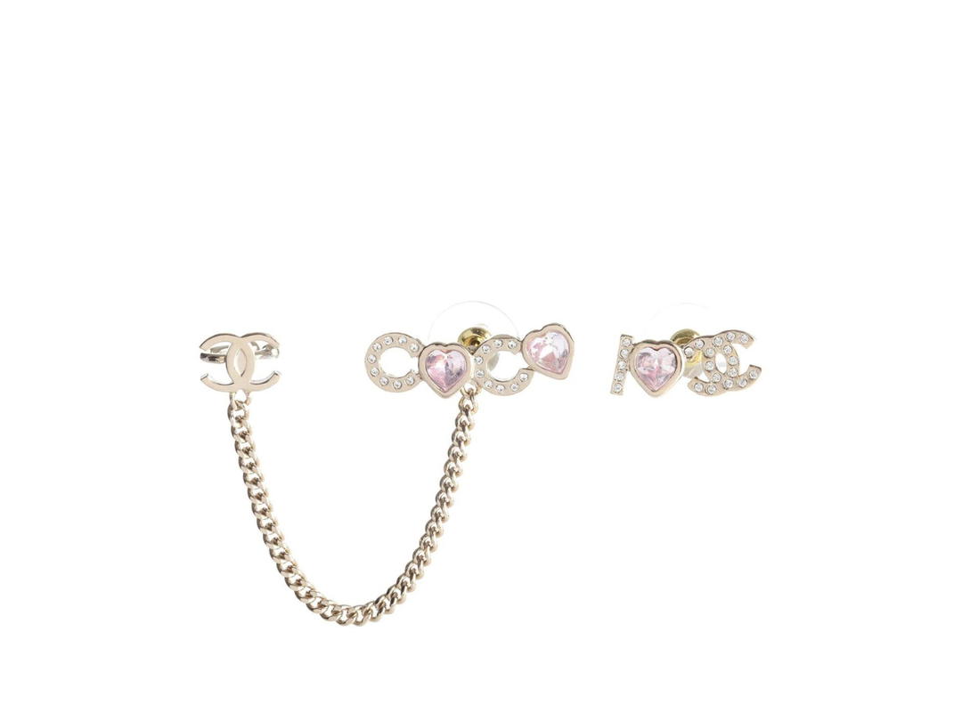Chanel Chanel I Love Coco Pierced Earrings In Metal And Pink Crystal