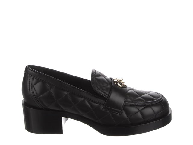Chanel Chanel Interlocking CC Logo Loafers With Gold Hardware Black - view 1