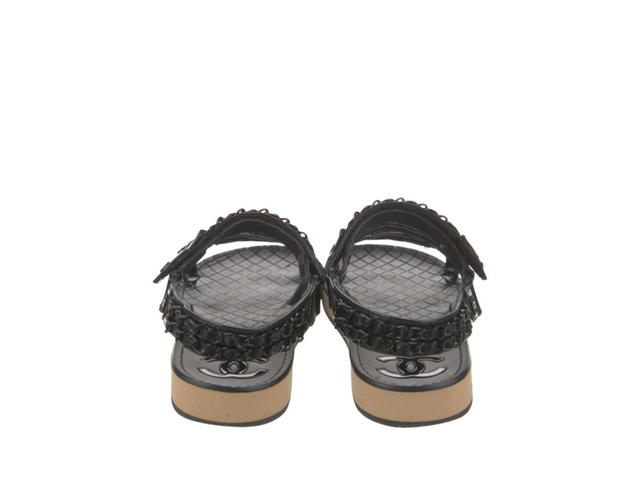 Chanel Chanel Interlocking CC Logo Slingback Sandals Black (2022) - view 3