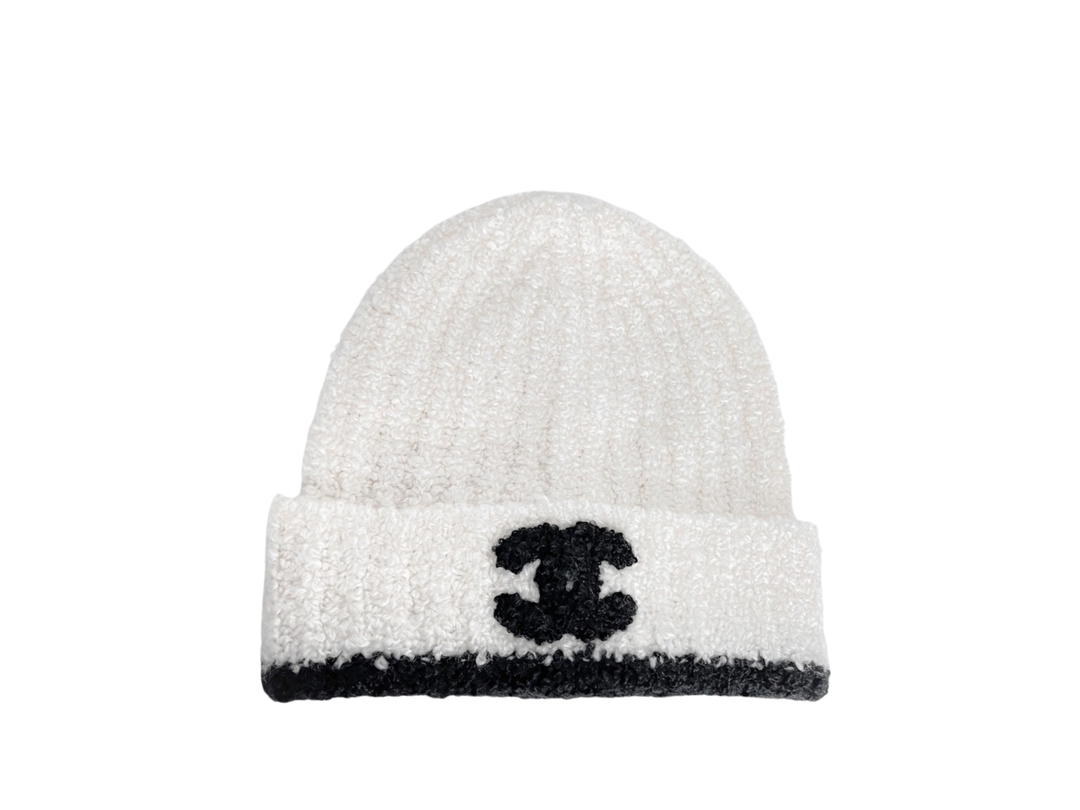 Chanel Chanel Knit Hat Beanie With Logo White