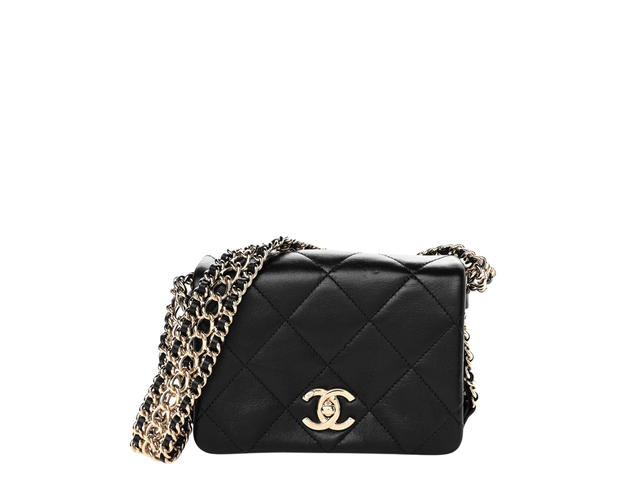 Chanel Chanel Lambskin Quilted Mini Chain Rows Flap Black - view 1