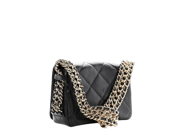 Chanel Chanel Lambskin Quilted Mini Chain Rows Flap Black - view 2