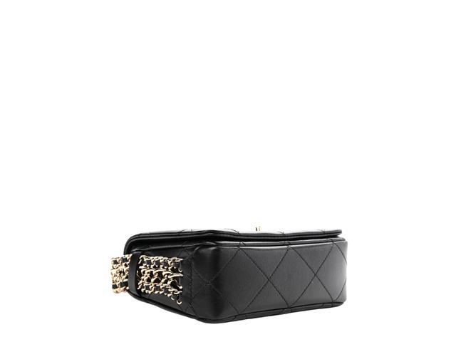 Chanel Chanel Lambskin Quilted Mini Chain Rows Flap Black - view 3