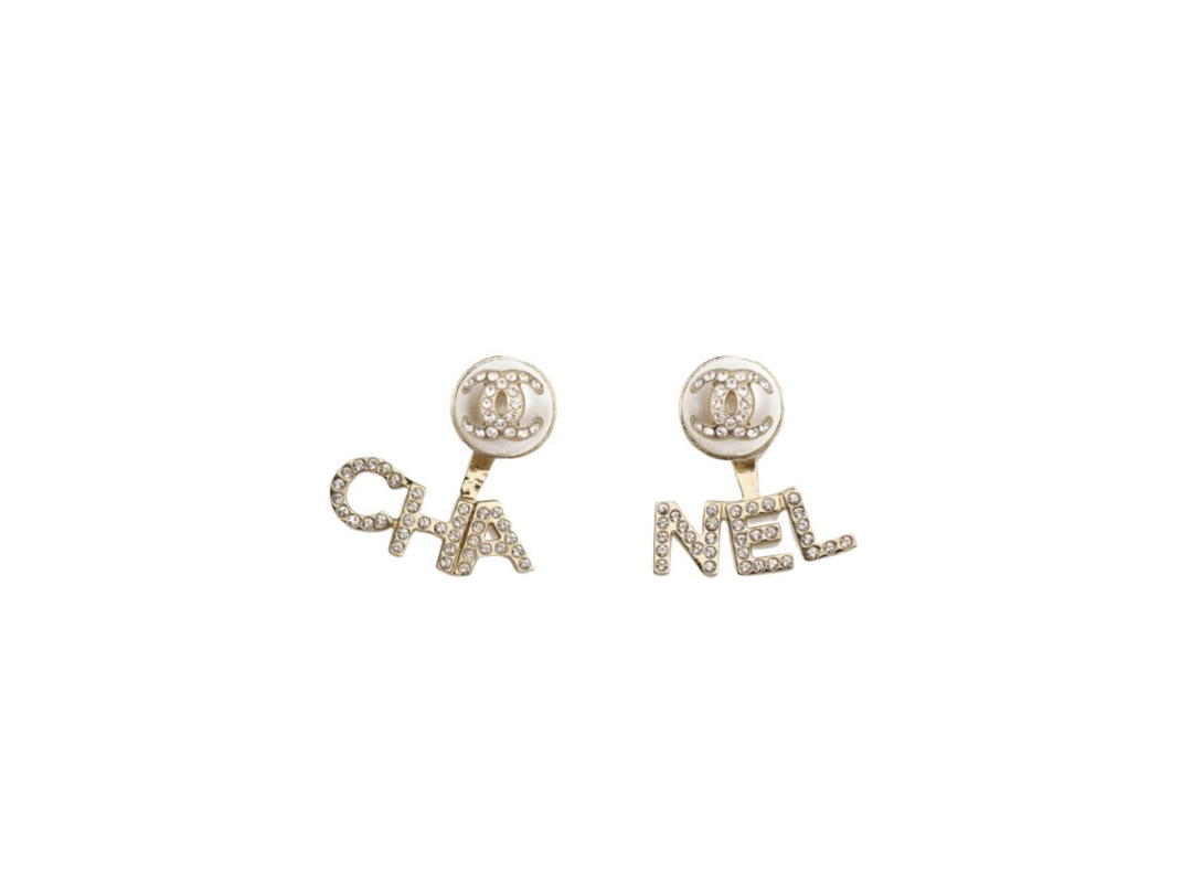 Chanel Chanel Letters Crystals Earrings In Metal Gold With Imitation Pearls
