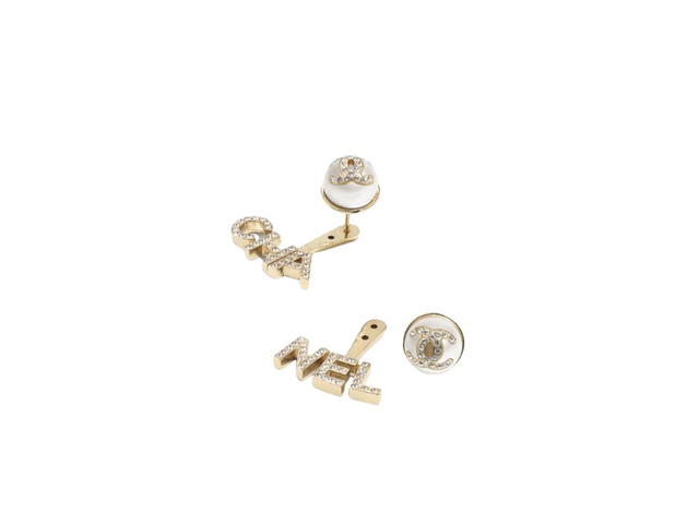 Chanel Chanel Letters Crystals Earrings In Metal Gold With Imitation Pearls - view 2