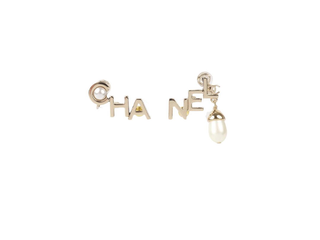 Chanel Chanel Letters Earring In Metal Gold With Imitation Pearls