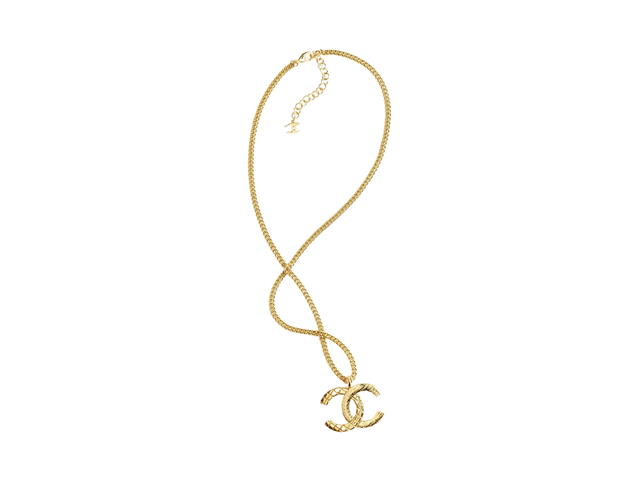 Chanel Chanel Long Pendant Necklace In Quilt-Lettering Gold Metal Hardware - view 1