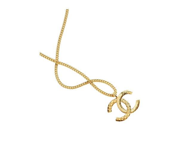 Chanel Chanel Long Pendant Necklace In Quilt-Lettering Gold Metal Hardware - view 3
