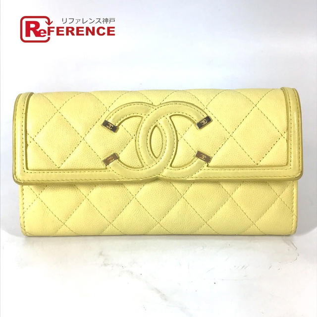 Chanel CHANEL Long wallet Filigree CC  Two fold Long Wallet Caviar Leather yellow - view 1