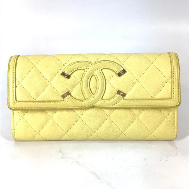 Chanel CHANEL Long wallet Filigree CC  Two fold Long Wallet Caviar Leather yellow - view 2
