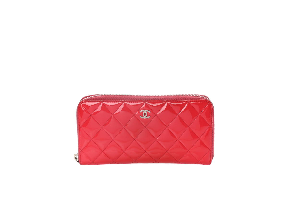 Chanel Chanel Long Zipped Wallet In Patent Calfskin With Silver-Tone Hardware Red