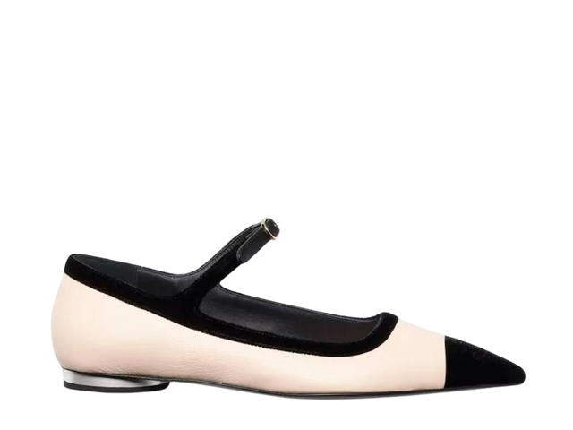Chanel Chanel Mary Jane In Lambskin Velvet Light Beige Black - view 1