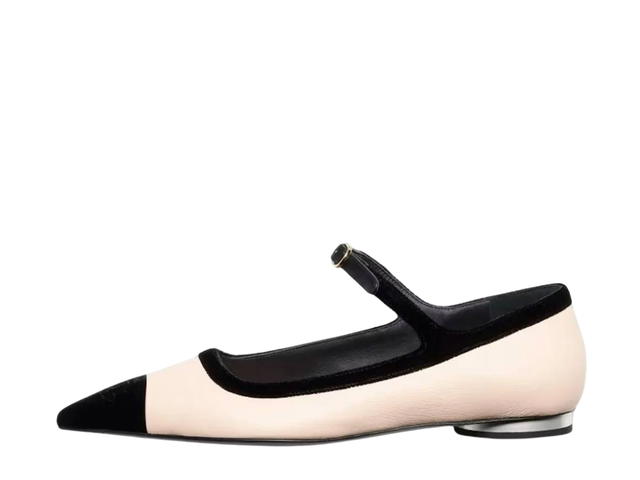 Chanel Chanel Mary Jane In Lambskin Velvet Light Beige Black - view 2