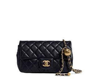 Chanel Mini Flap Bag In Lambskin With Gold Hardware Black