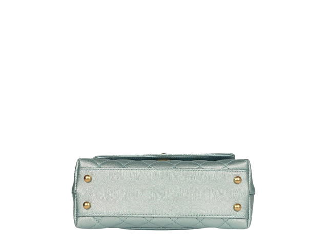 Chanel Chanel Mini Coco Flap Bag With Top Handle In Caviar Quilted Calfskin Leather With Gold Hardware Light Blue - view 4