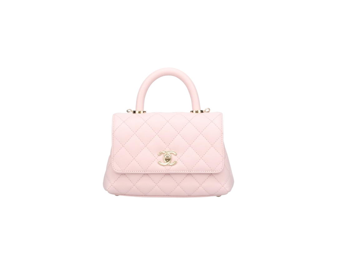 Chanel Chanel Mini Coco Handle Bag In Grained Calfskin With Gold Finish Hardware Light Pink