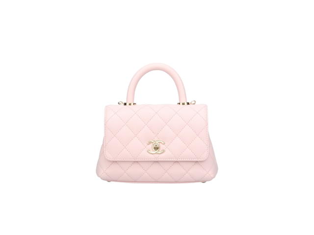 Chanel Chanel Mini Coco Handle Bag In Grained Calfskin With Gold Finish Hardware Light Pink - view 1