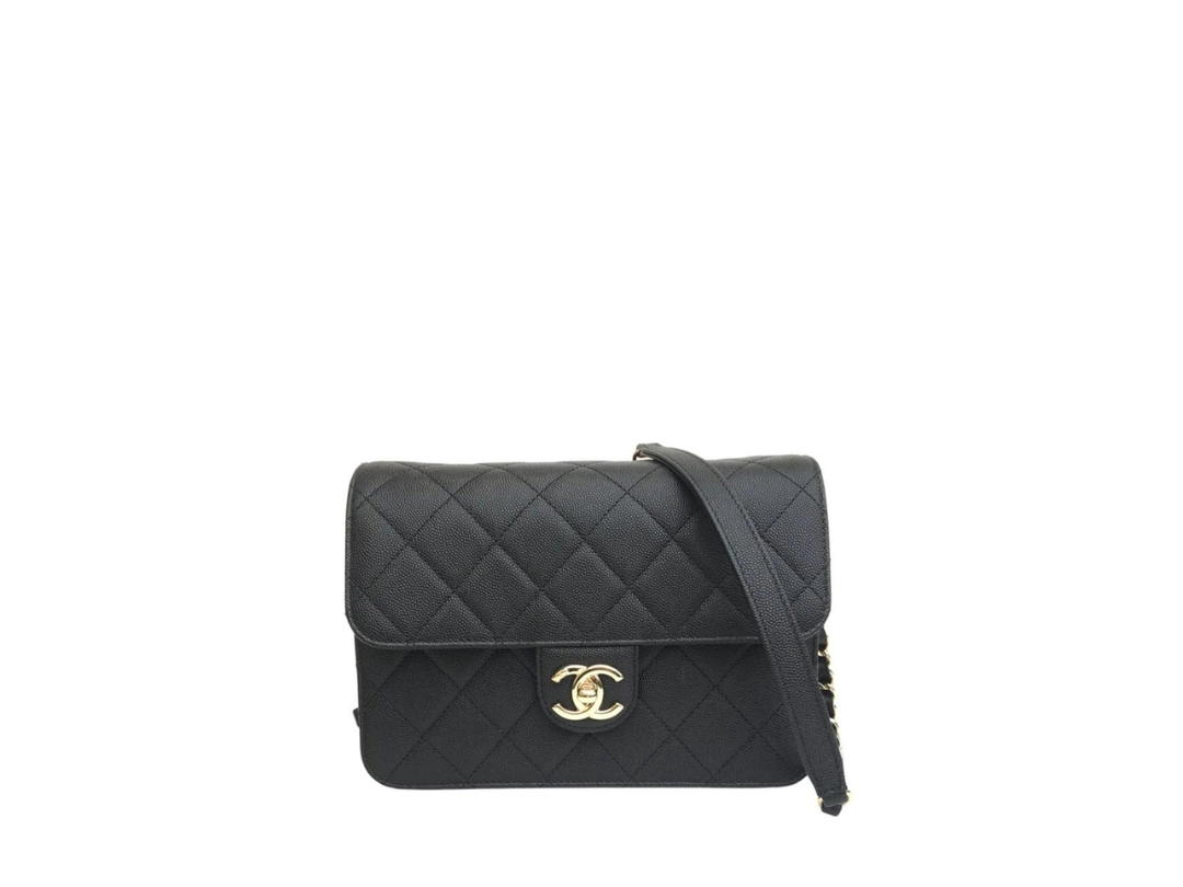 Chanel Chanel Mini Flap Bag In Grained Calfskin With Gold-Tone Hardware Black
