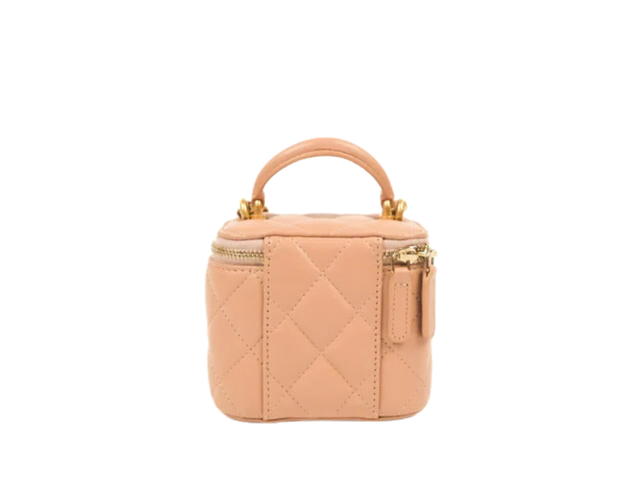 Chanel Chanel Mini Top Handle Vanity With Chain Beige Lambskin Aged Gold Hardware - view 2