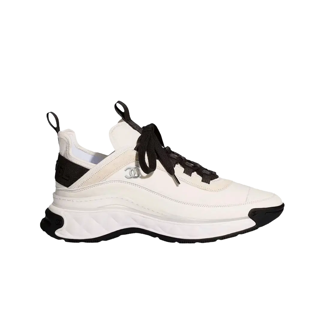 Chanel Chanel Mixed Fibers Sneakers Velvet Calfskin & Silver Ivory