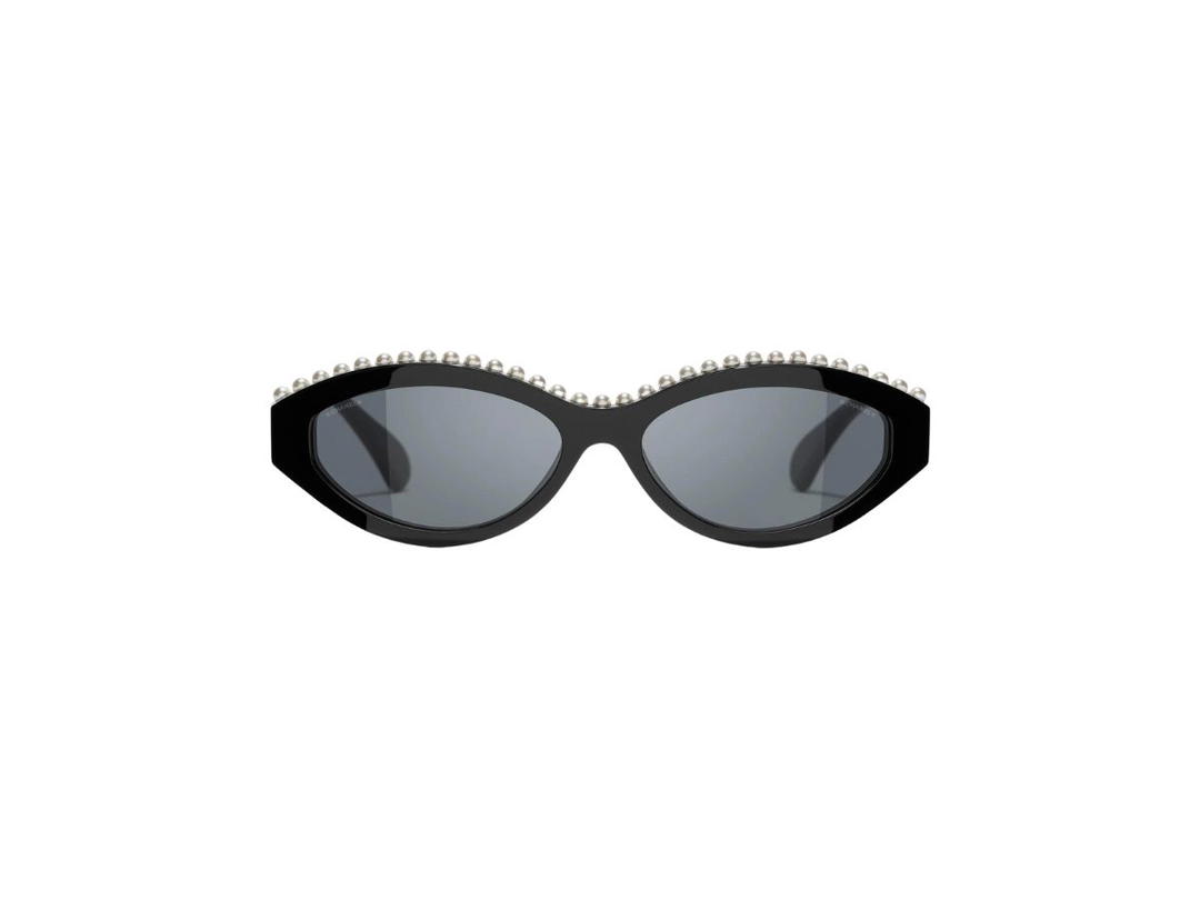 Chanel Chanel Oval Sunglasses Acetate Imitation Pearls Black White