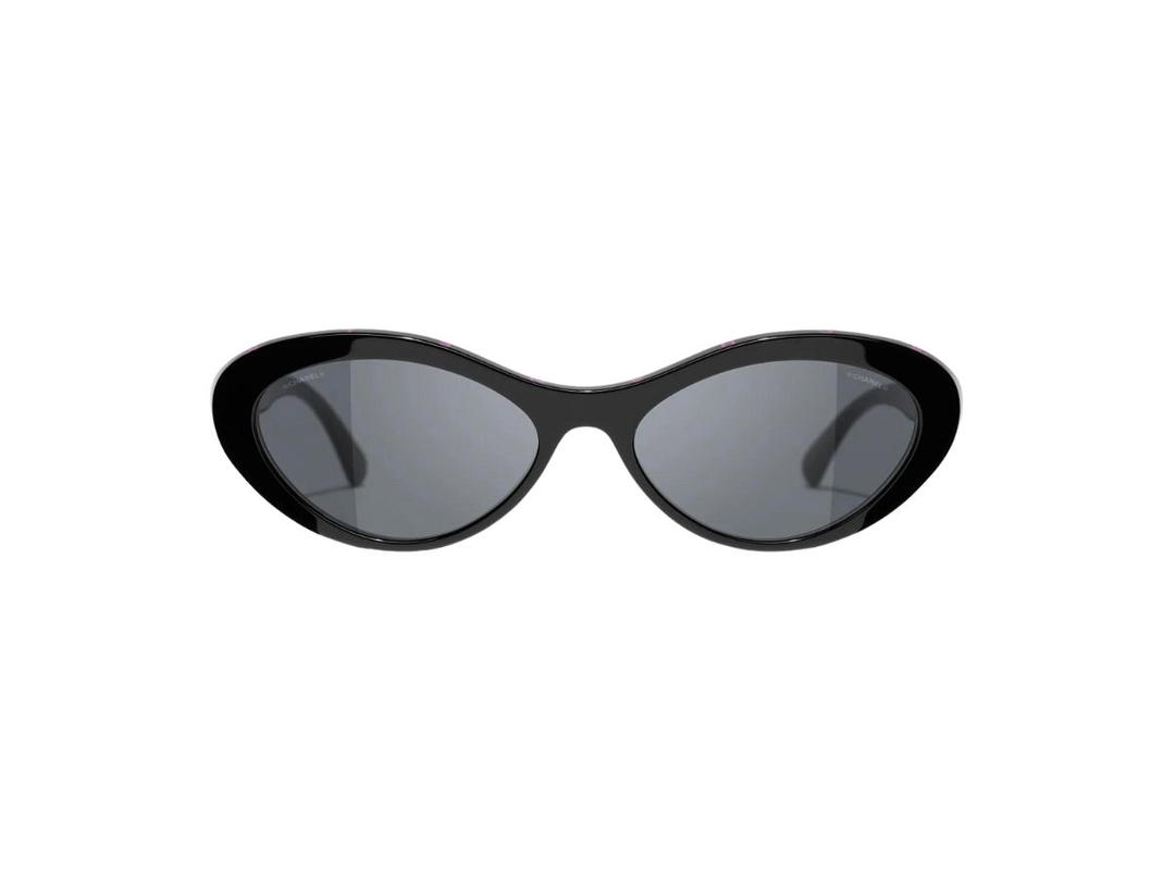 Chanel Chanel Oval Sunglasses In Acetate Black Pink With Lenses Grey