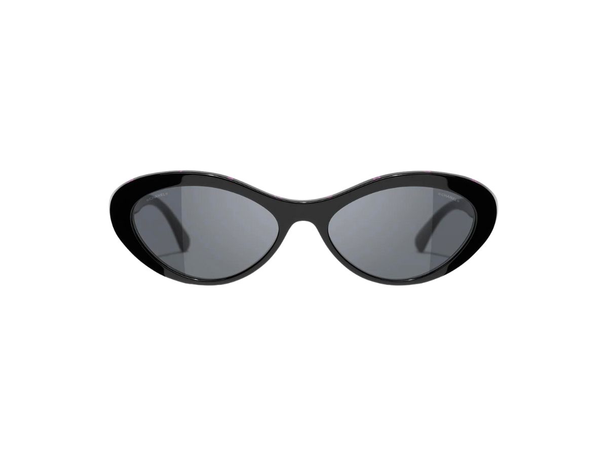 Chanel Chanel Oval Sunglasses In Acetate Black Pink With Lenses Grey