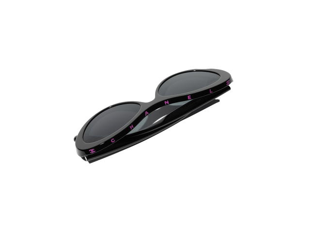 Chanel Chanel Oval Sunglasses In Acetate Black Pink With Lenses Grey - view 2