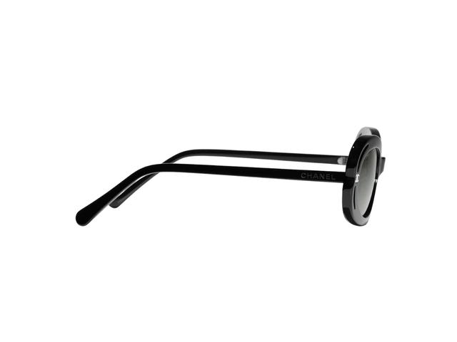 Chanel Chanel Oval Sunglasses In Black Acetate Frame-CC Detailed On Front With Gray Gradient Lenses - view 3