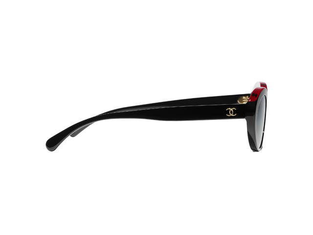 Chanel Chanel Oval Sunglasses In Black-Red Acetate Frame With Gray Polarized Gradient Lenses - view 3