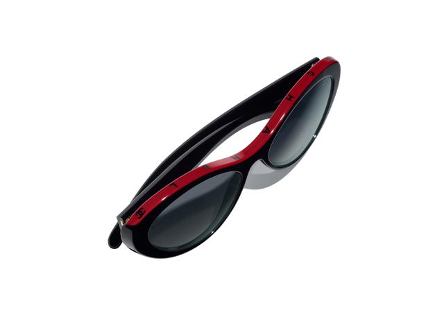 Chanel Chanel Oval Sunglasses In Black-Red Acetate Frame With Gray Polarized Gradient Lenses - view 4