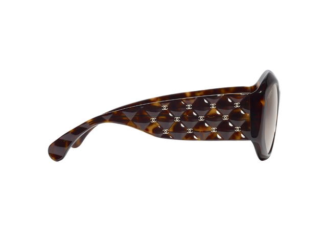 Chanel Chanel Oval Sunglasses In Dark Tortoise Acetate Frame With Mirror Lenses - view 3